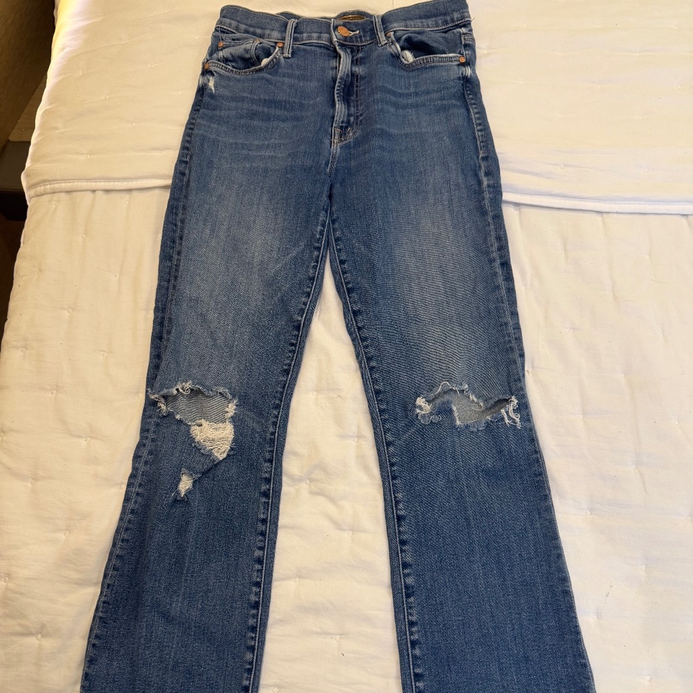 Mother crop ripped jeans